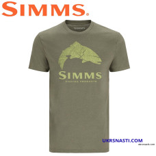 Футболка Simms Wood Trout Fill T-Shirt Military Heather Neon размер S